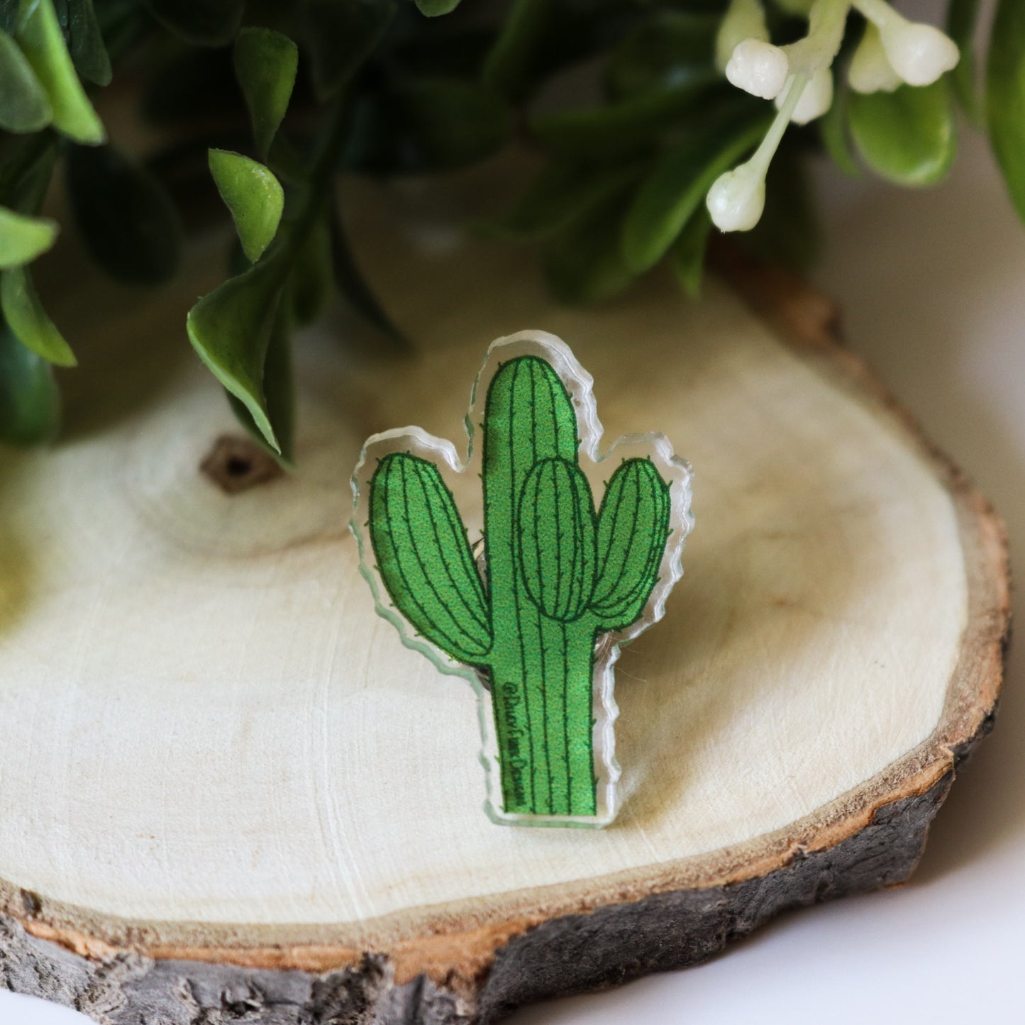 Cactus Clear Acrylic Pin