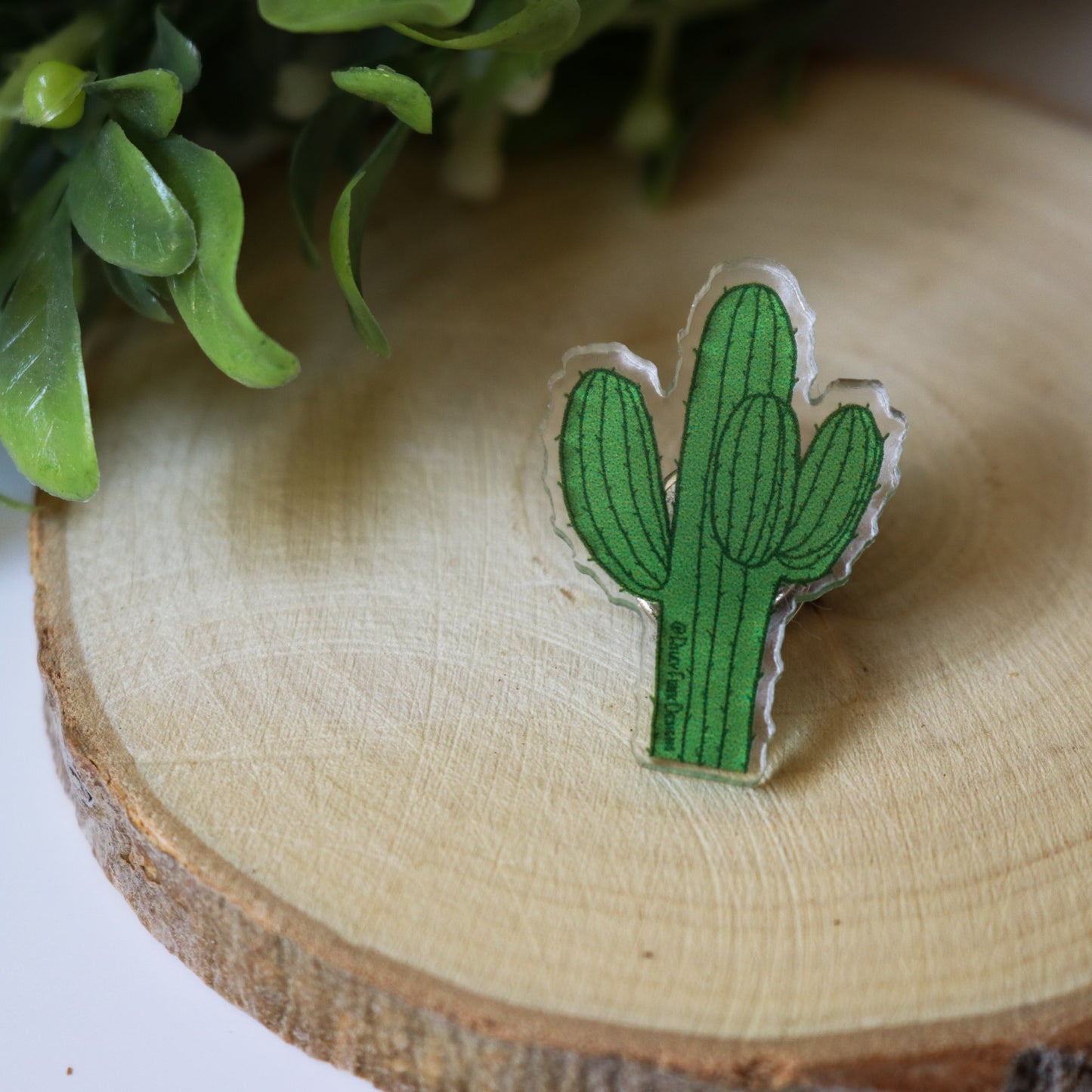 Cactus Clear Acrylic Pin