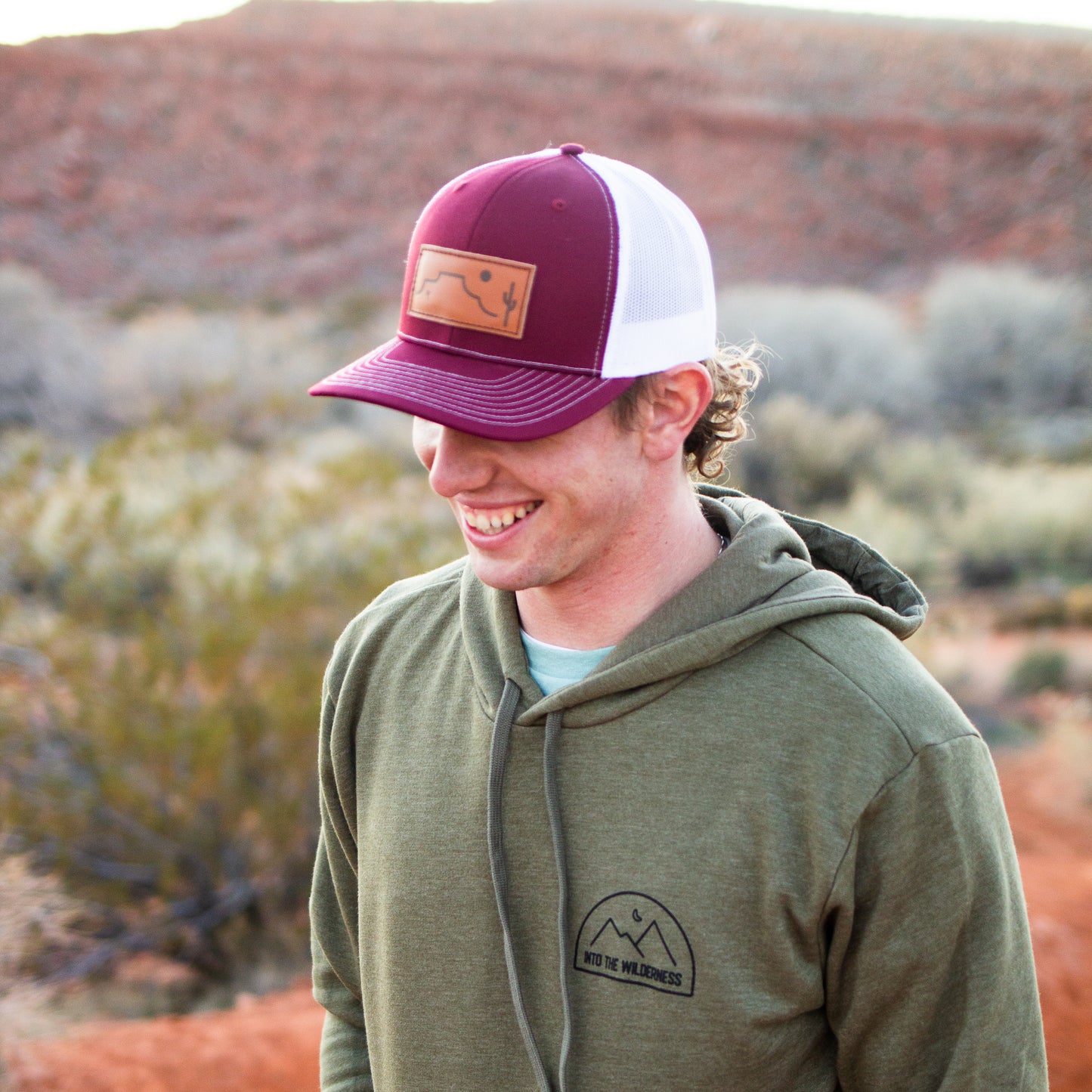 Desert Sands Red Leather Patch Hat