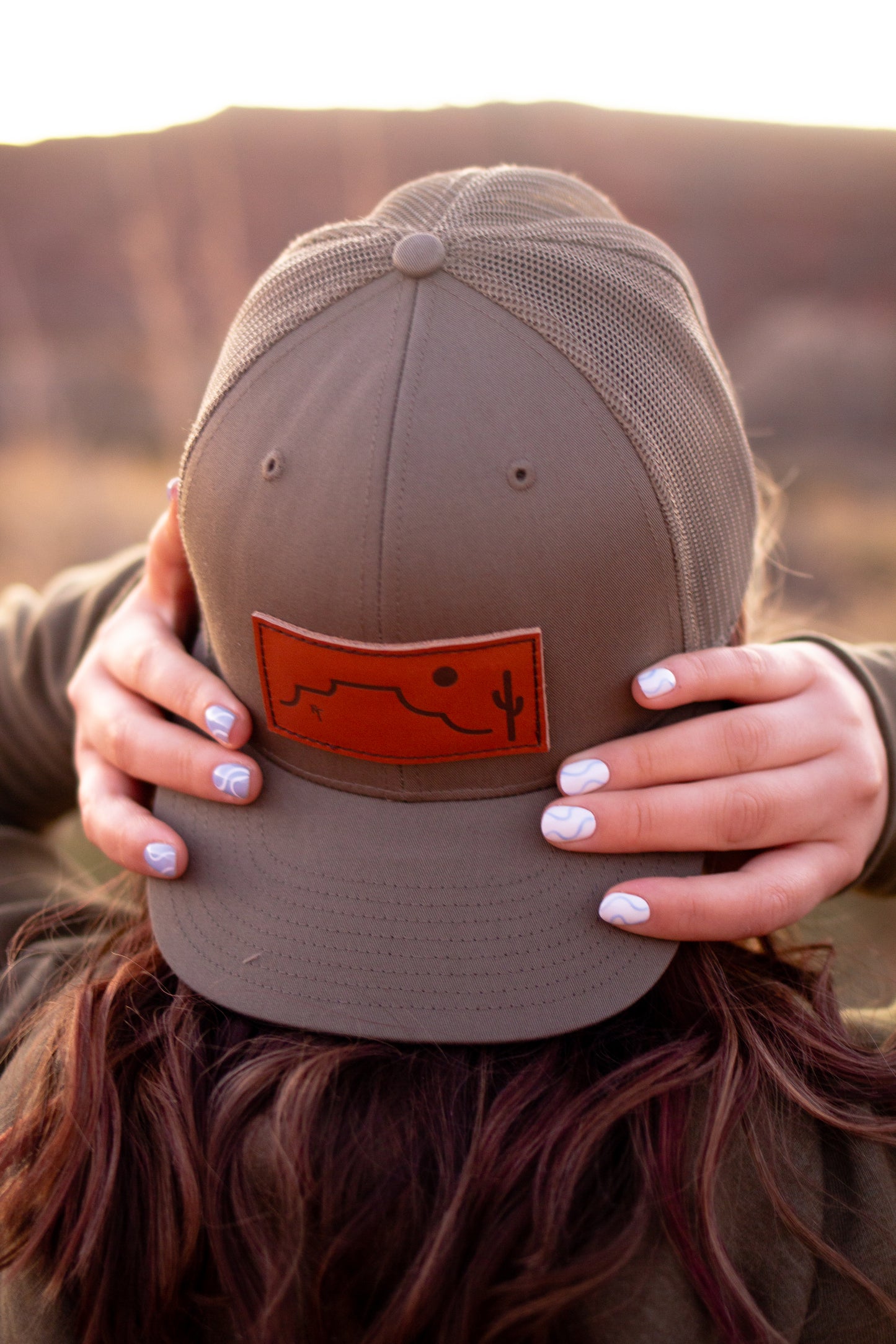 Desert Sands Green Leather Patch Hat